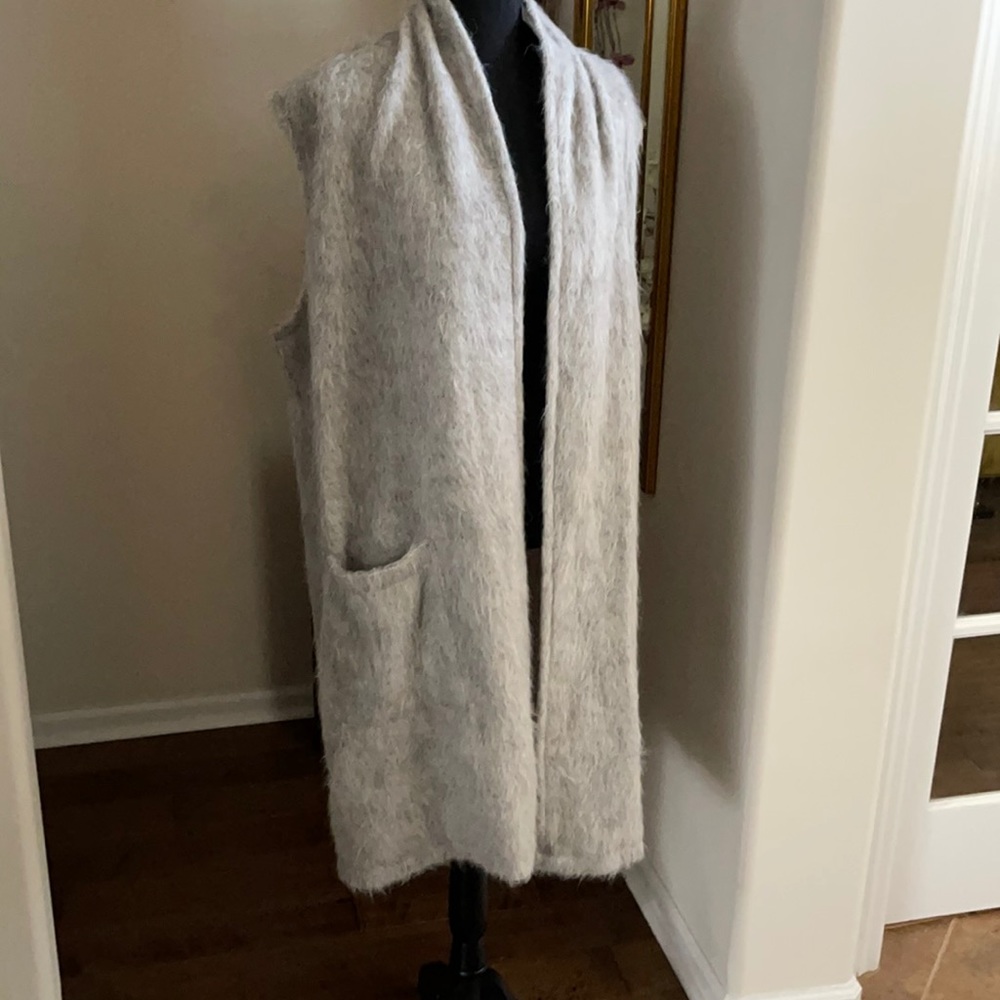 Bryn Walker Edmund Organic Brushed Terry lpaca/Wool/Viscose Open Front Vest - 2X
